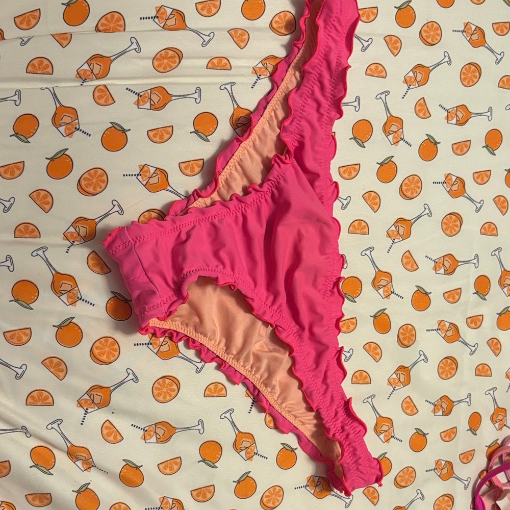 Hot Pink Ruffle Bikini Bottoms